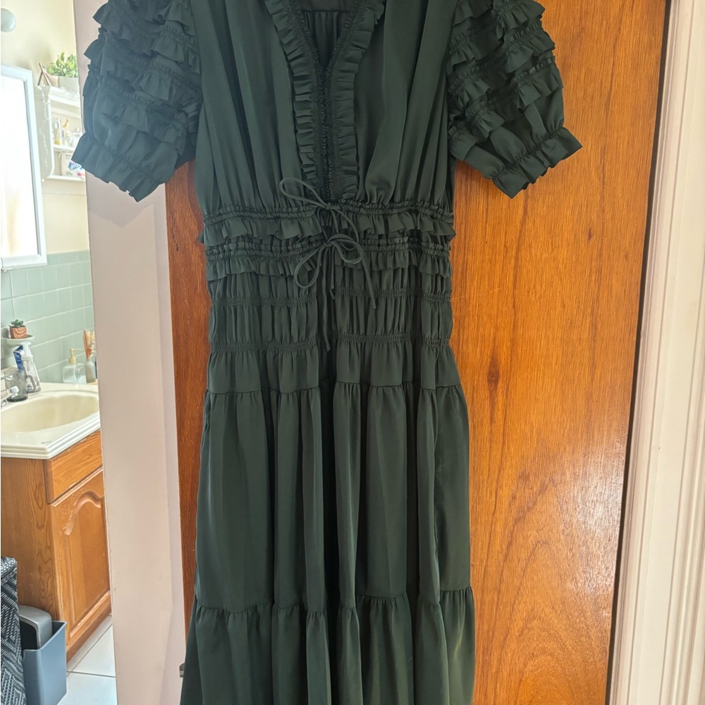 Nanette Lepore Dark Green Long Sleeve Dress